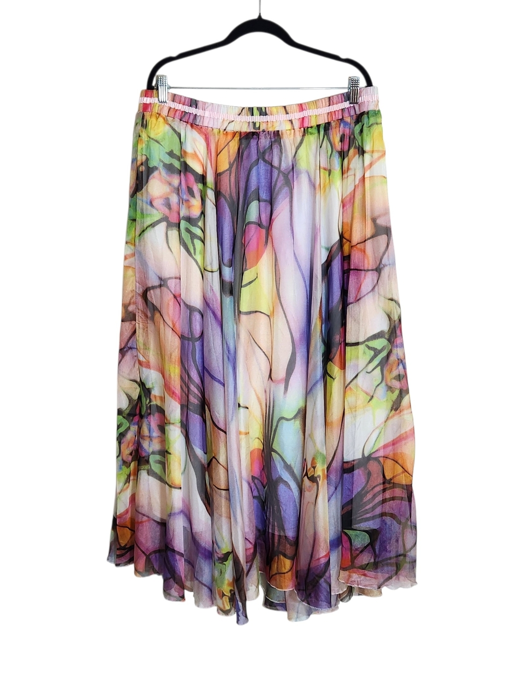 Afibi Colorful Watercolor Boho Maxi Skirt Size 3XL NWT